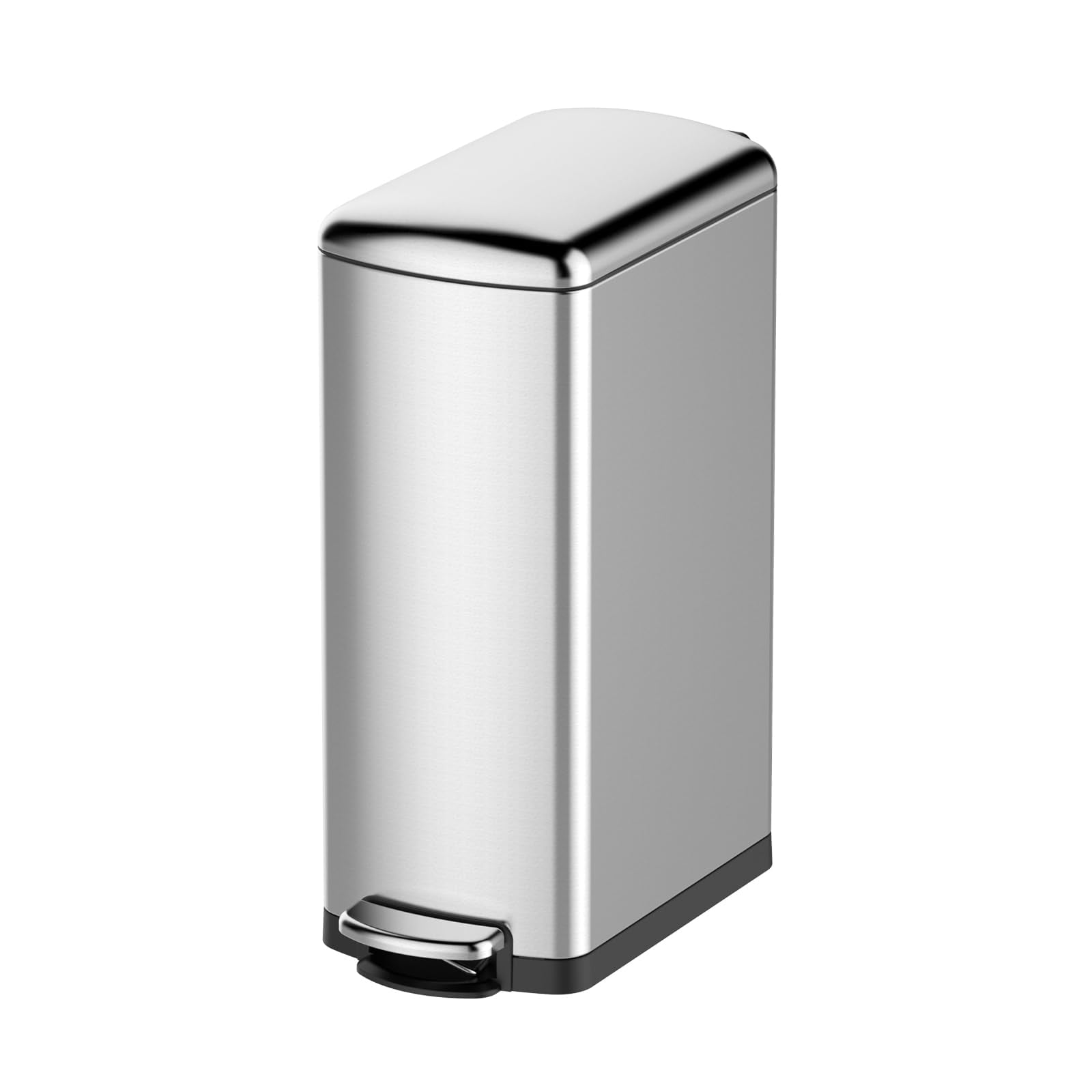 7.9 Gallon Trash Can, Slim Kitchen Trash Can with Soft Close Lid, Stainless Steel Trash Can with Removable Bucket, Rectangular Waste Bins for Kitchen, Bathroom, Office