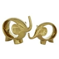 thumbnail image 1 of 7", 9"H Gold Porcelain Elephant Sculpture, by DecMode (2 Count), 1 of 9