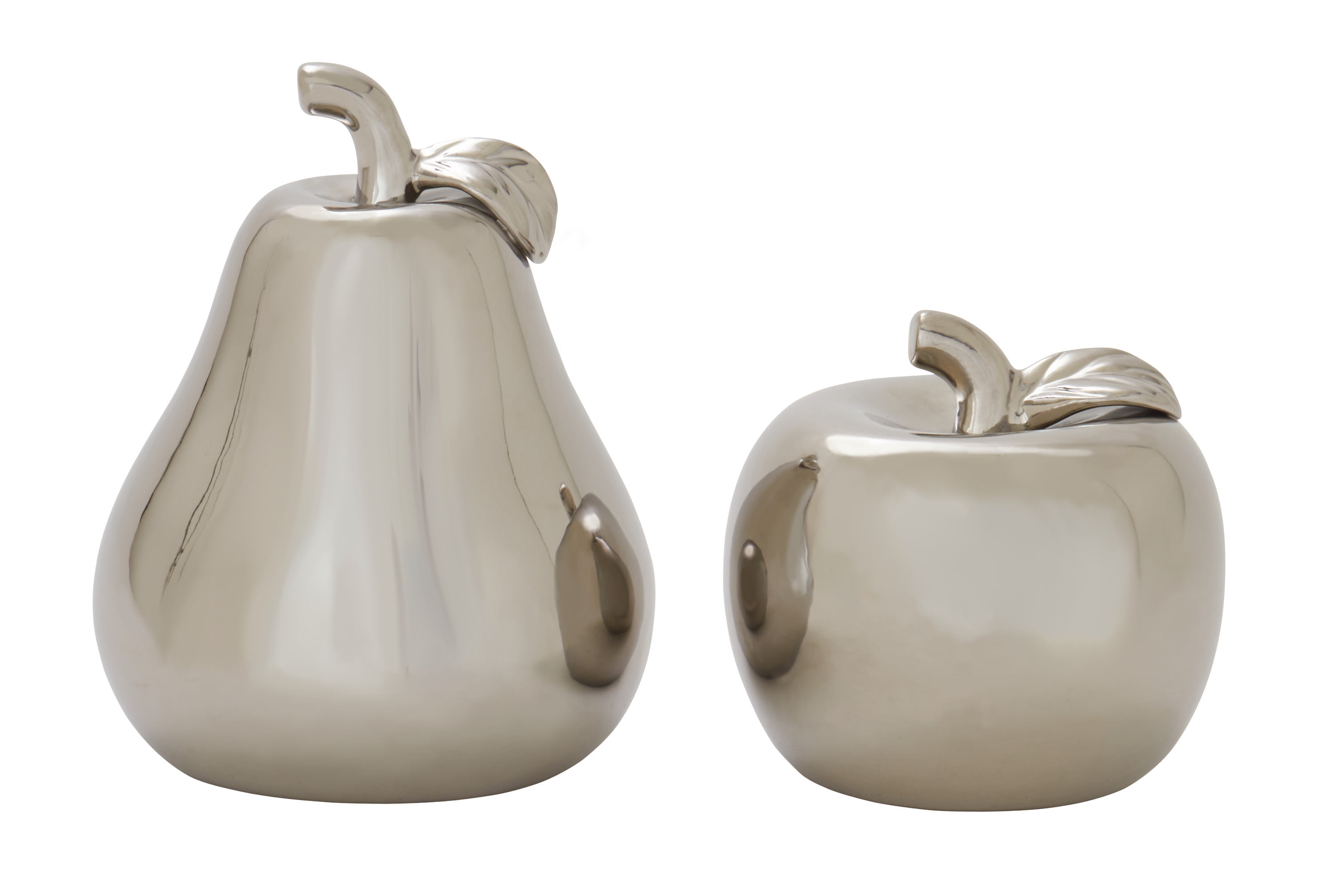 7", 9"H Silver Ceramic Decorative Fruit Sculpture, by DecMode (2 Count ...