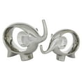 thumbnail image 1 of 7", 9"H Silver Porcelain Ceramic Elephant Sculpture, by DecMode (2 Count), 1 of 7