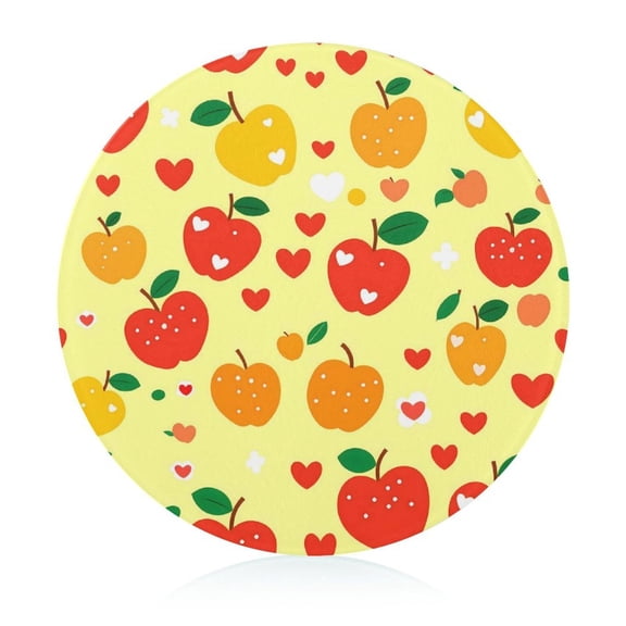 7.9 In Circular Cutting Board Is Not Easy To Have A Scar Easily Dried Small Volume Light Weight And Convenient Carrying Yellow And Red Apples