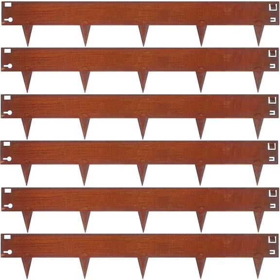 7.9 Inch Cor-Ten Steel Landscape Edging, 6 Pack Hammer-in Metal Edging for Landscaping, Garden Edging for Lawn,Pathway, Yard