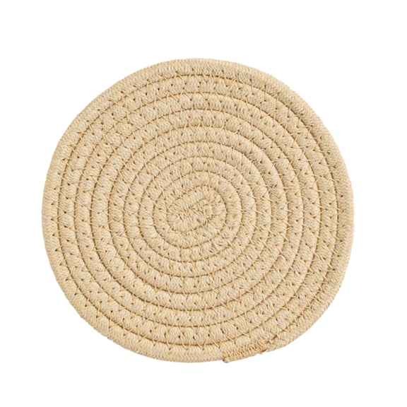 7.9 Inch Cotton Rope Woven Placemat, Round Heat-Proof Dish Mat, Insulated Table Pad for Dining Table, Plate Placement and Kitchen Decor