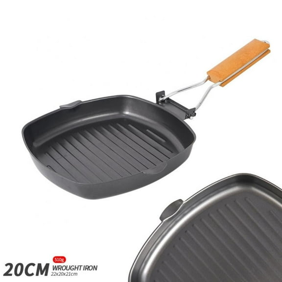 7.9 Inch Grill Pan for Stove Tops Nonstick Induction Square Griddle Pan with Folding Handle