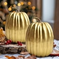 thumbnail image 1 of 7.9 Inch Large Foam Artificial Pumpkin for Fall Decor Realistic Fake Decorative Harvest Pumpkin Blank DIY Paintable Faux Pumpkin with Plastic Stem for Halloween Home Mantel Table (1PCS), 1 of 6