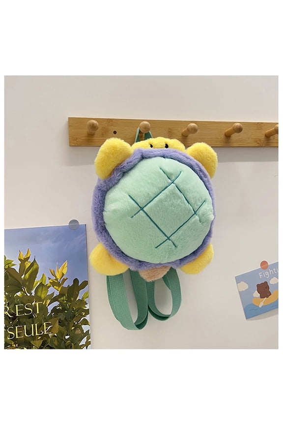 7.9 Inch Lovely Tortoise Plush Backpack For All Ages, Cute Mini Furry Tortoise Schoolbag, Cartoon Small Bookbag Littles Shoulder Bag For Teens Students, Simple Stylish Bag Back To School Supplies