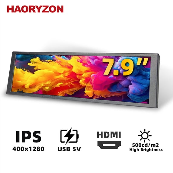 7.9 Inch Mini Bar Monitor 400x1280 Stretched IPS Display HDMI & USB ...