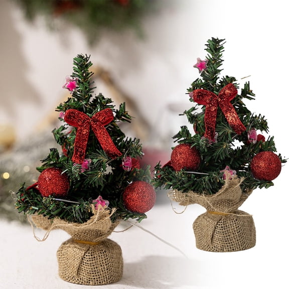 7.9'' Mini Christmas Tree with Lights, Christmas Decoration Small Christmas Tree Luminous Christmas Ornaments Small Tree Lights Mini Christmas Tree