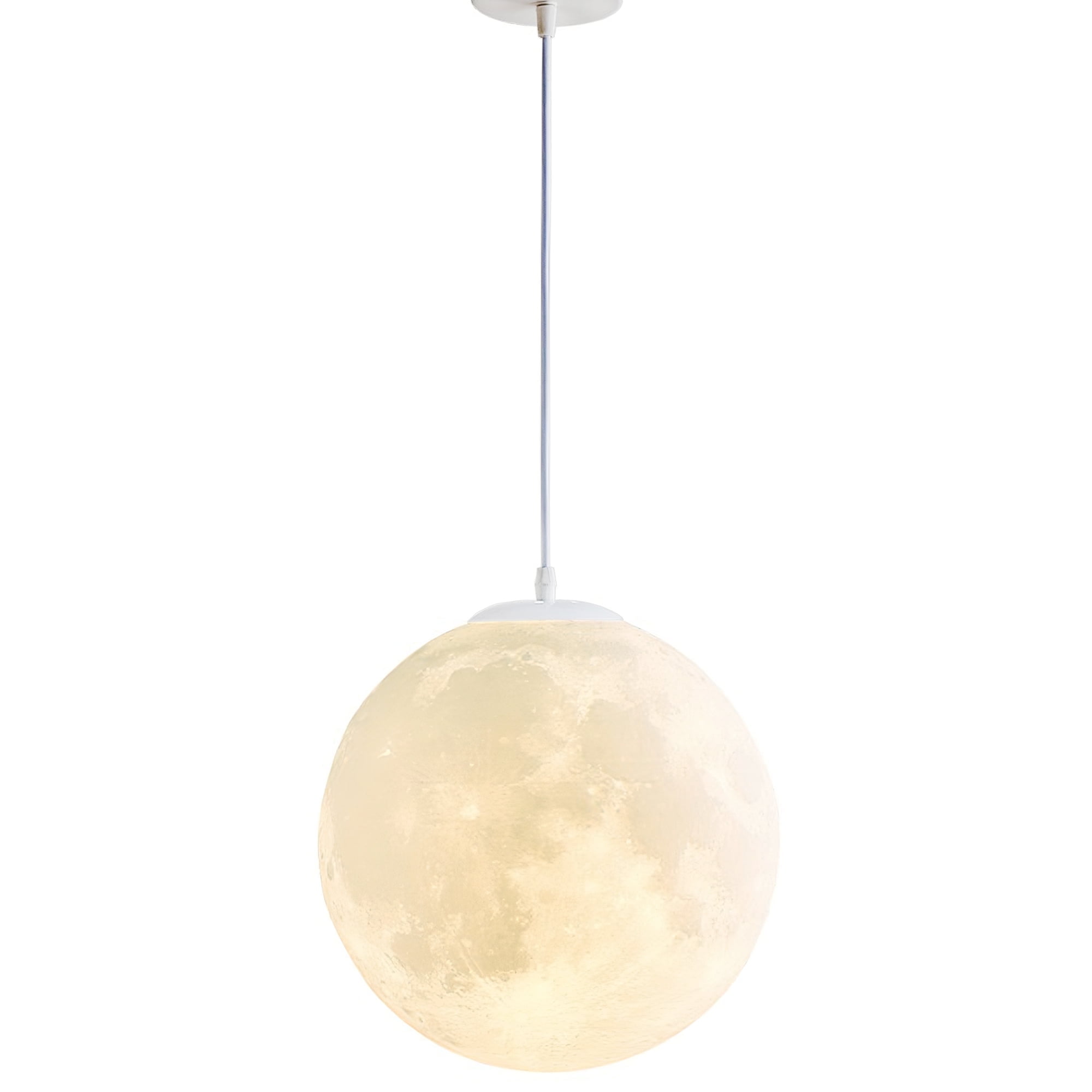 VIEROLA 7.9" Moon Pendant Light, 3d Printed Ceiling Lamp with 2m Adjustable Cable, Cold/Warm White, 110/220V