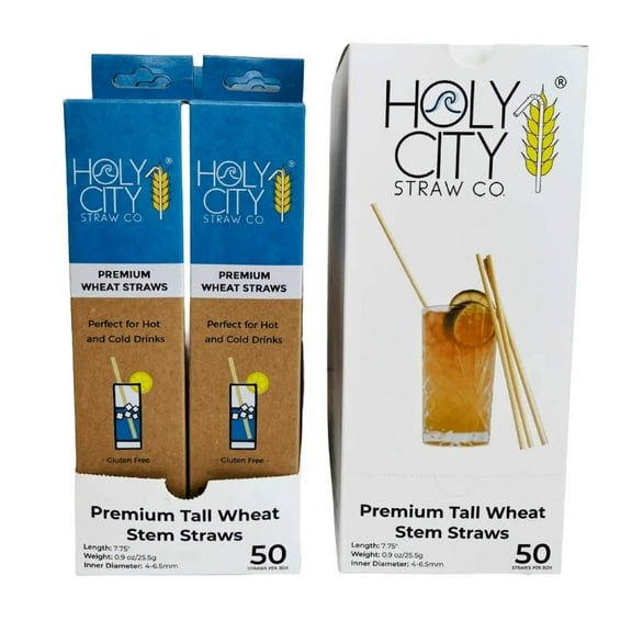 7.9" Tall Wheat Drinking Straws | Inner Pack | 10 x 50ct. Boxes