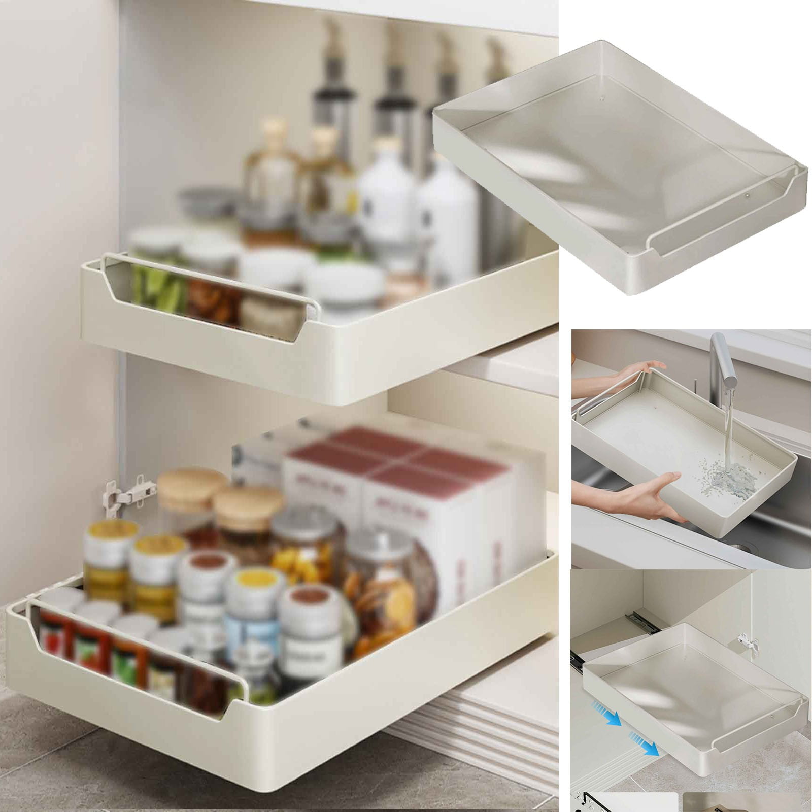 7.9"W x 17"D Pull Out Organizer, Heavy Duty Slide Out Pantry