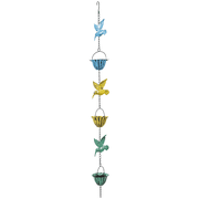 7.9 ft Metal Hummingbird Rain Chain, Decorative Downspout Substitute with Flower Pot, Rain Chains for Gutters Drainage, Waterproof & Rustproof Coating, Easy Install for Outdoor Garden