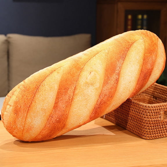 7.9 in 3D Simulation Bread Shaped Plush Pillow, Soft Lumbar Back Cushion, Stuffed Toy for Sofa Car, Gift