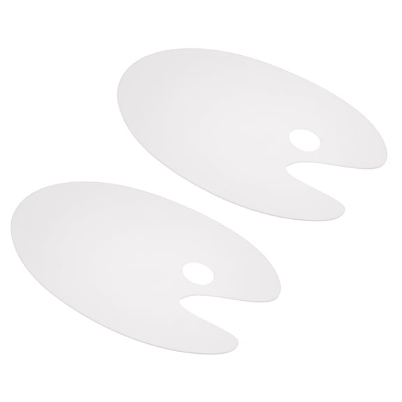 7.9"x11.8" Paint Tray Palette Oval Acrylic Paint Pallet with Thumb Hole, White 2 Pack
