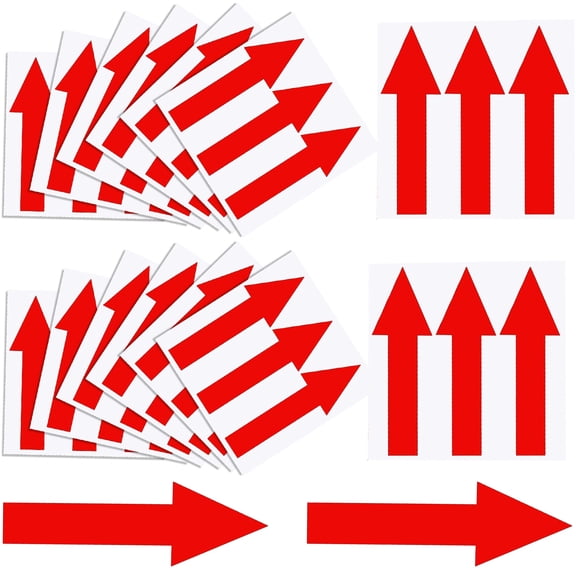 7.9"x2" Red Arrow Sign Stickers, 48 Pack Floor Stickers, Removable Self Adhesive Floor Decal, Waterproof Arrow Signs for Road Instructions, Wall Marking Stickers