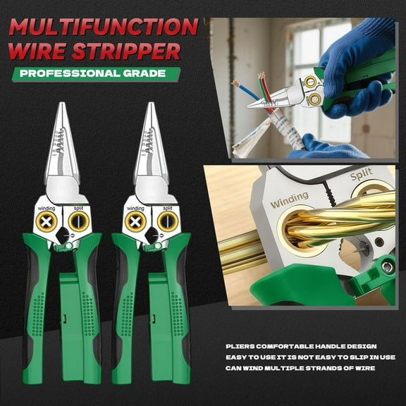 7.95 Inch 8-In-1 Wire Strippers With Electricity Measurement Function, Wire Stripping Pliers For Cutting And Pulling Wires, Cable Scissors For Scraping