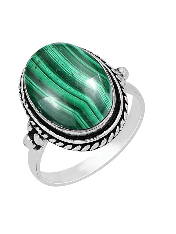7.95Cts Solitaire Malachite Ring Size 11 For Women, Green Stone May Birthstone Ring Jewelry Mother'S Day Gifts For Mom Wife