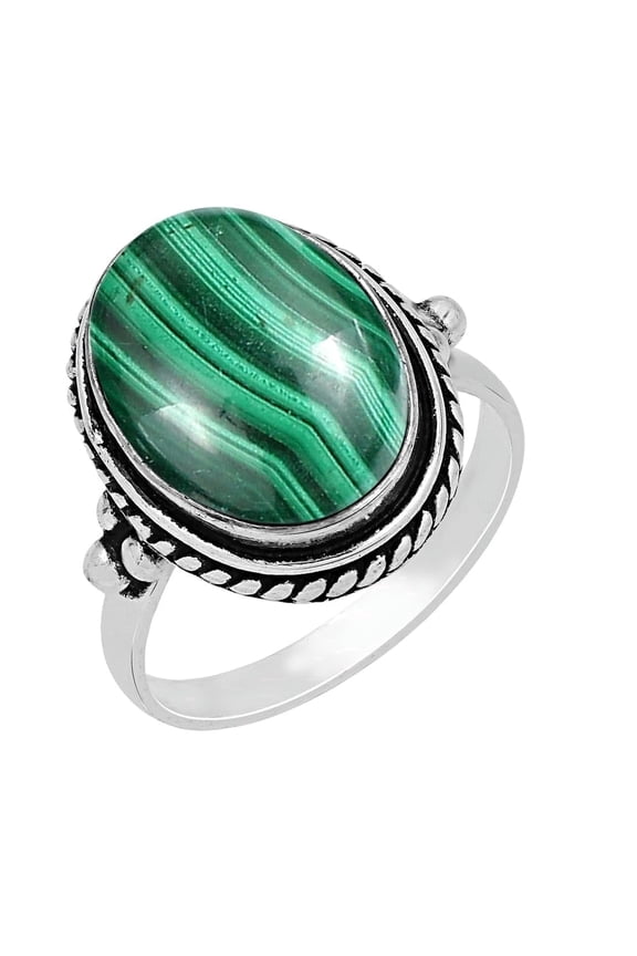 7.95Cts Solitaire Malachite Ring Size 7 For Women, Green Stone May Birthstone Ring Jewelry Mother'S Day Gifts For Mom Wife