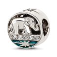thumbnail image 1 of 7.99mm 925 Sterling Silver Polished Cubic Zirconia Blue Enamel Elephant With Stars Bead Charm Pendant Necklace for Women, 1 of 2