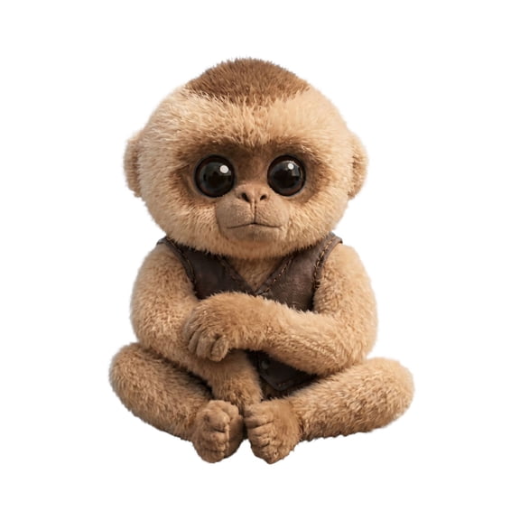 7.9in Plush Monkey Toy, Soft Stuffed Primate Animal Doll, Cuddly Simian Figure, Decorative Plushie Companion, Perfect for Bedroom Decoration, Gray