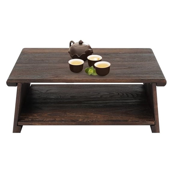 7.9in Tall Folding Meditation Table, Floor Freestanding Table, Antique Tea Table, Low Tea Table for Sitting on The Floor, Large (19.7 * 11.8in) for Placing Meditation Items