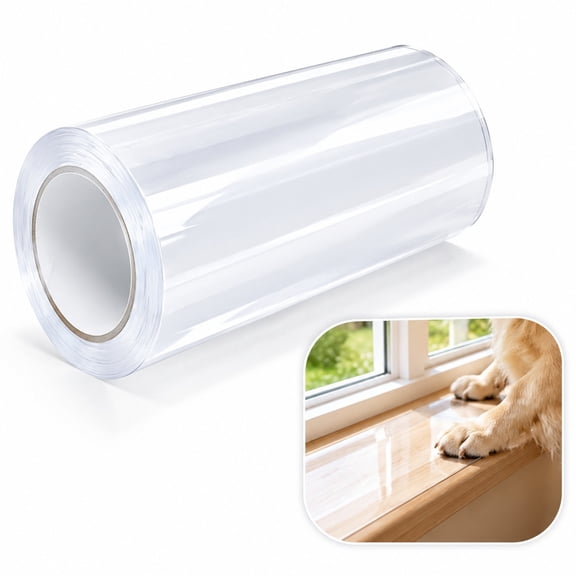7.9inch*9.8ft Clear Window Sill Protector, Residue-Free Pet Guard, Self-Adhesive Window Sill Cover, Scratch & Chew Resistant Shield for Wall Furniture Glass Door
