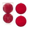 thumbnail image 1 of 7.9inch Flocked Christmas Tree Ball Ornaments – 2pcs Set in Red & White, Extra Large Suede Texture Holiday Hanging Decorations for Tree, Party, Home, 1 of 5