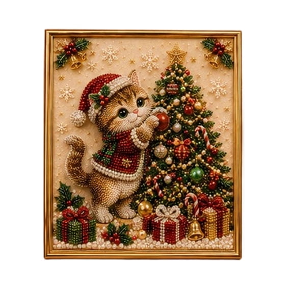 7.9x7.9 Inch Christmas Pearl Diamond Painting Kit, Beginner Adult DIY Bead Art Craft, Holiday Home Wall Decoration Gift