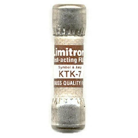 7 Amp KTK Type 13/32 Inch X 1-1/2 Inch 600 VAC Fast Acting Supplementary Industrial Fuse