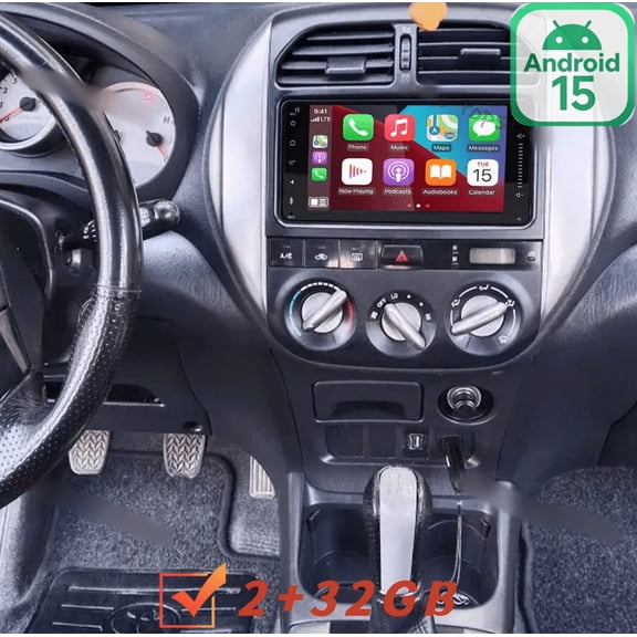 7" Android 15 Car Stereo For Toyota RAV4 2001-2008, Wireless CarPlay Android Auto, 2+32GB Head Unit with AHD Backup Camera, Microphone, WiFi GPS Bluetooth Radio