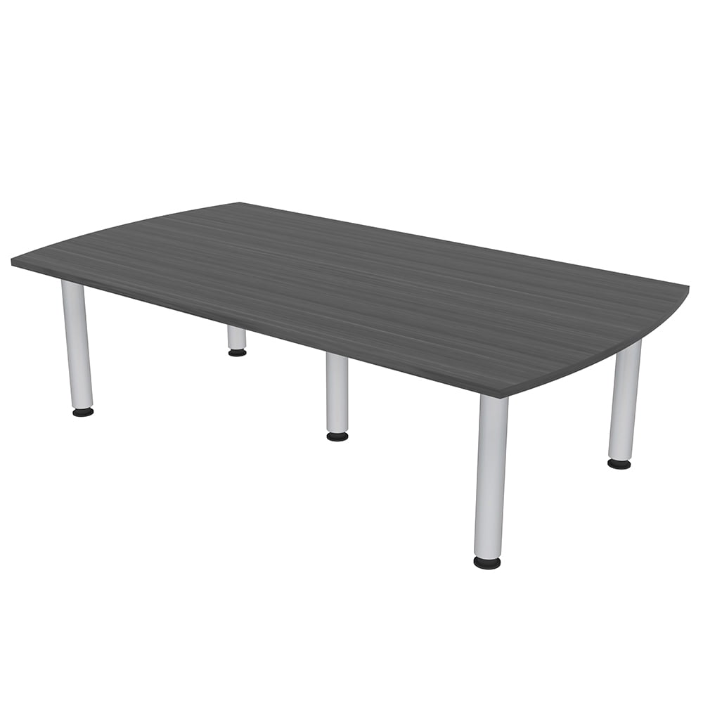 7' Arc Rectangle Conference Room Table Power And Data Silver Post Legs