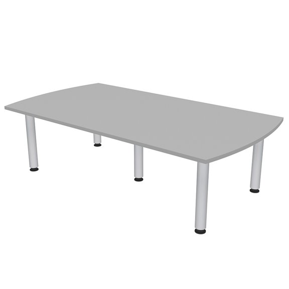 7' Arc Rectangle Conference Room Table Power And Data Silver Post Legs