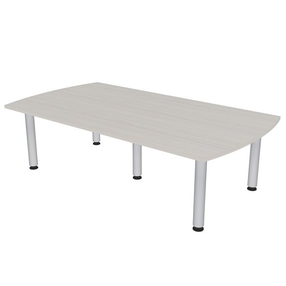 7' Arc Rectangle Conference Room Table Power And Data Silver Post Legs