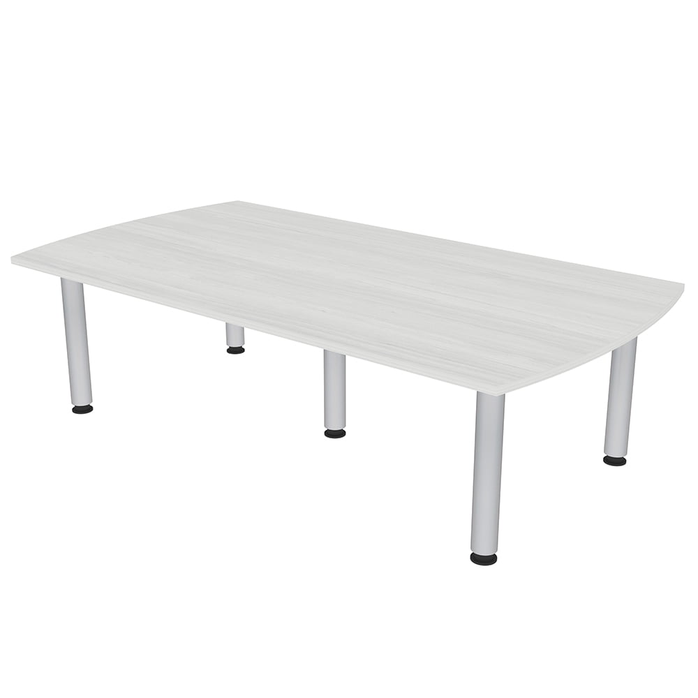 7' Arc Rectangle Conference Room Table Power And Data Silver Post Legs