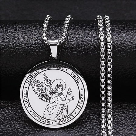 7 Archangel Stainless Steel Chain Necklaces Men Women Pendant Jewelry
