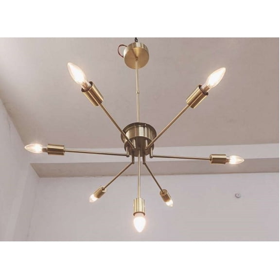 7 Arm Brushed Brass Sputnik Light Chandelier Ceiling Light Fixture ,Mid Century Ceiling Light Fixture Light for Ceiling .