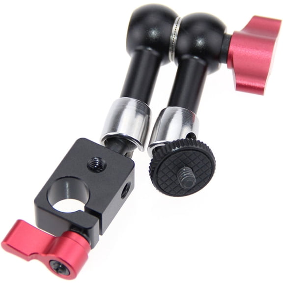 CAMVATE 15mm Rod Clamp Cold Shoe Mount for Video Camera DSLR Rig(Red)