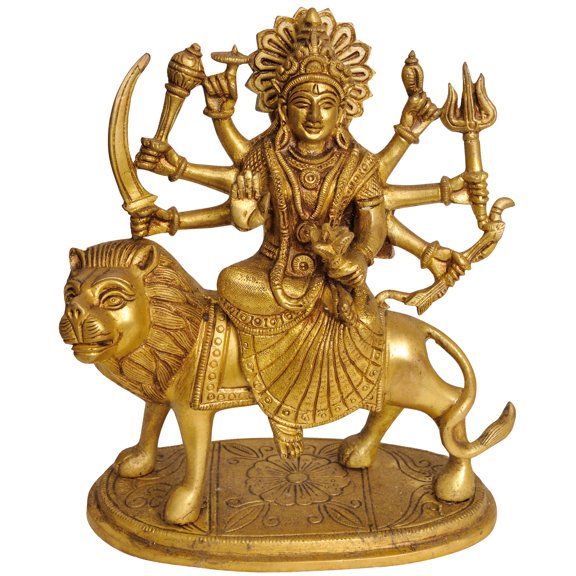 7" Ashtabhuja-Dhari Devi Durga Brass Idol | Handmade Religious Figurines
