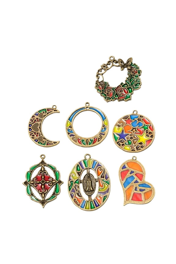 7 Assorted Antique Brass Tool Beads DIY Jewelry Charms Pendants Handcrafts