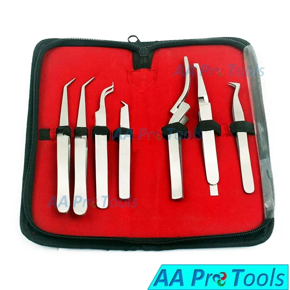 7 Assorted Bracket Holding Placing Pliers Eyelash Extension Tweezers Set