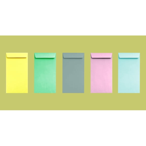 #7 Assorted Colored Envelopes, 3-1/2" X 6-1/2", 24lb, 500/Box, 5 Colors/ 100 Each