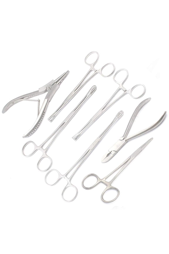7 BODY PIERCING INSTRUMENTS SET TOOLS PENNINGTON FORCEPS 'R' by G.S ONLINE STORE