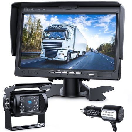 7" Backup Camera Monitor System HD IP69 Waterproof Reversing Rear View Camera for RV Truck Semi Box Trailer DVKNM TZ101