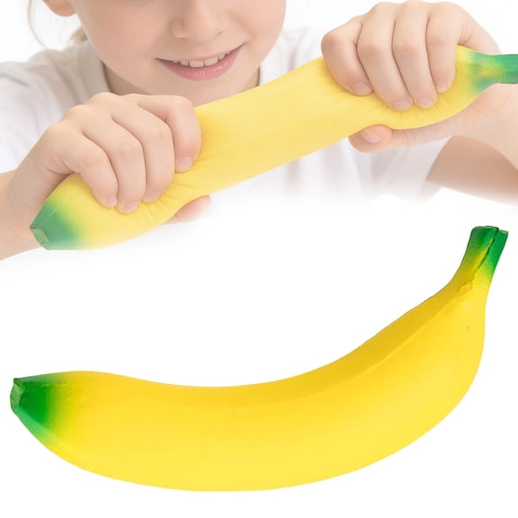 7 in Banana Squishy Stress Relief Toy Slow Rising Squishy Fidget Toy with Soft PU Foam for Adults Kids, Squeeze Toys Stress Balls for Kids, Funny Gag Gifts Cool Toys