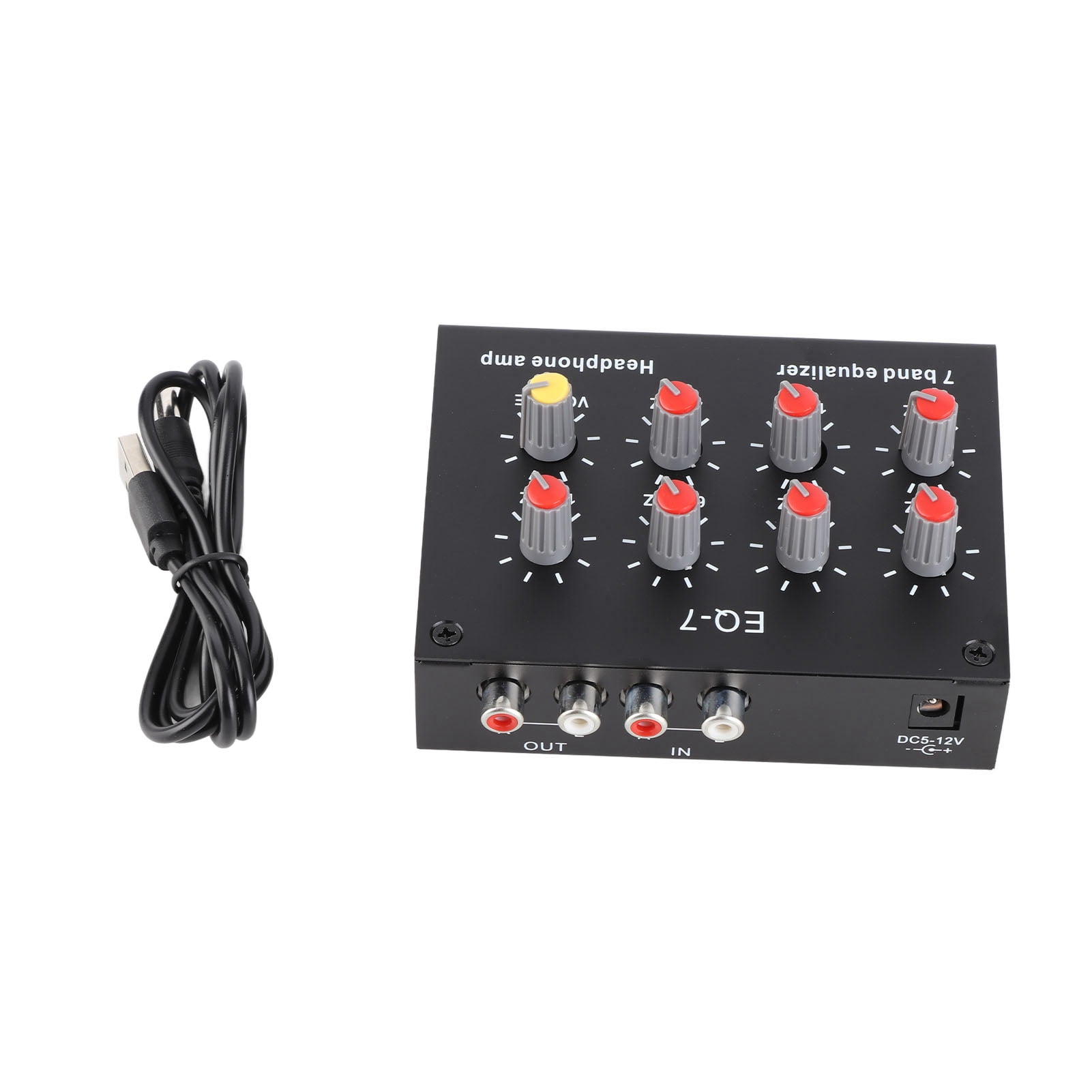7,Band Audio Equalizer W/ 12dB Adjustment, Dual Channel High Bass Control, 5,12V Power