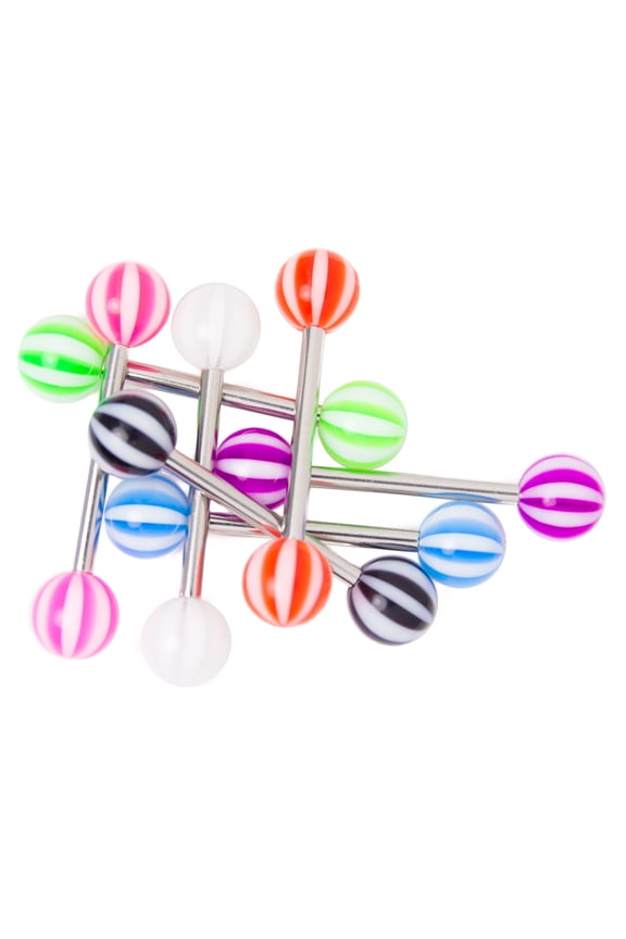7 Beach Ball 14G Surgical Steel Nipple Tongue Barbell 5/8 inch 16mm Men Women Body Piercing Jewelry