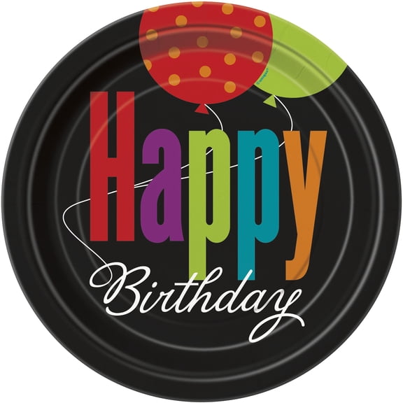 7" Birthday Cheer Paper Dessert Plates, 8ct