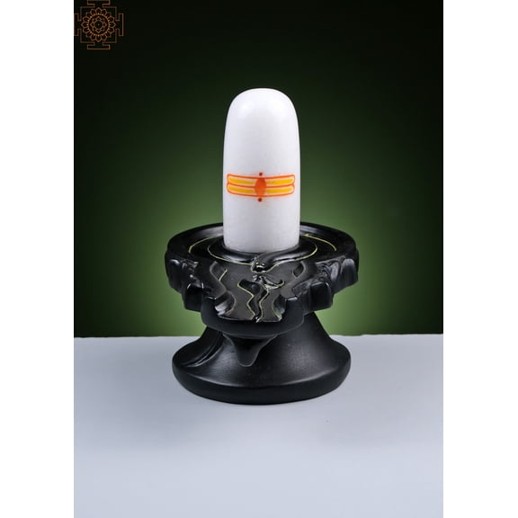 7" Black and White Marble Shiva Linga | Handmade | Lingam | Pooja Shivling Mahashiva Ratri Puja Decor | Idols for Home Decor and Pooja