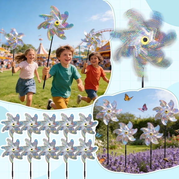 7 Blade Laser Reflective Wind Spinner Silver Bird Deterrent Outdoor Yard Garden Balcony Pest Control Decor