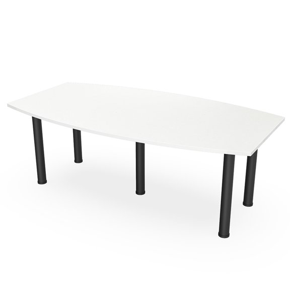 7' Boat Shaped Conference Room Table Power And Data  Post Legs